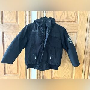 Kids Black Winter Jacket - Engine Size 7 With Zipper and Elastic on bottom